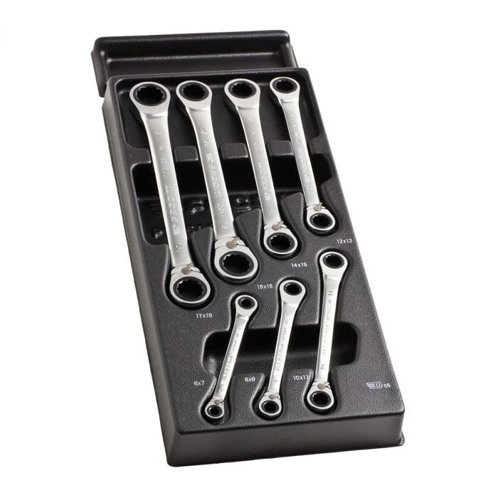 FACOM MOD.65J7PB - 7pc Metric Ratchet Offset Ring Spanner Module | ETS