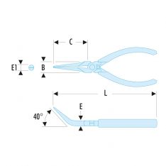 FACOM 403.MT - 155mm Angled Extra Long Fine Smooth Half-Round Micro-Tech Pliers