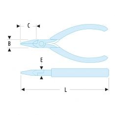 FACOM 432.MT - 120mm Straight Short Smooth Half-Round Micro-Tech Pliers