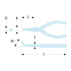 FACOM 433.LMT - 135mm Angled Long Smooth Half-Round Micro-Tech Pliers