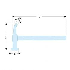 FACOM 868D.40BOC - 40x23mm Round Convex + Curved Pein Sheet Metal Hammer