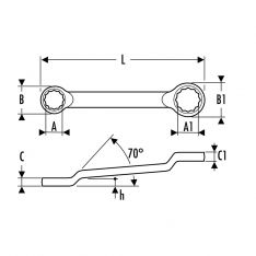 EXPERT by FACOM E55A.XM - Metric Deep Offset Ring Spanner