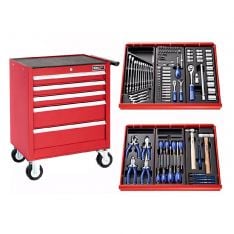 BRITOOL EXPERT E220319B - 123pc General Metric Tool Kit + 5 Drawer Roller Cabinet