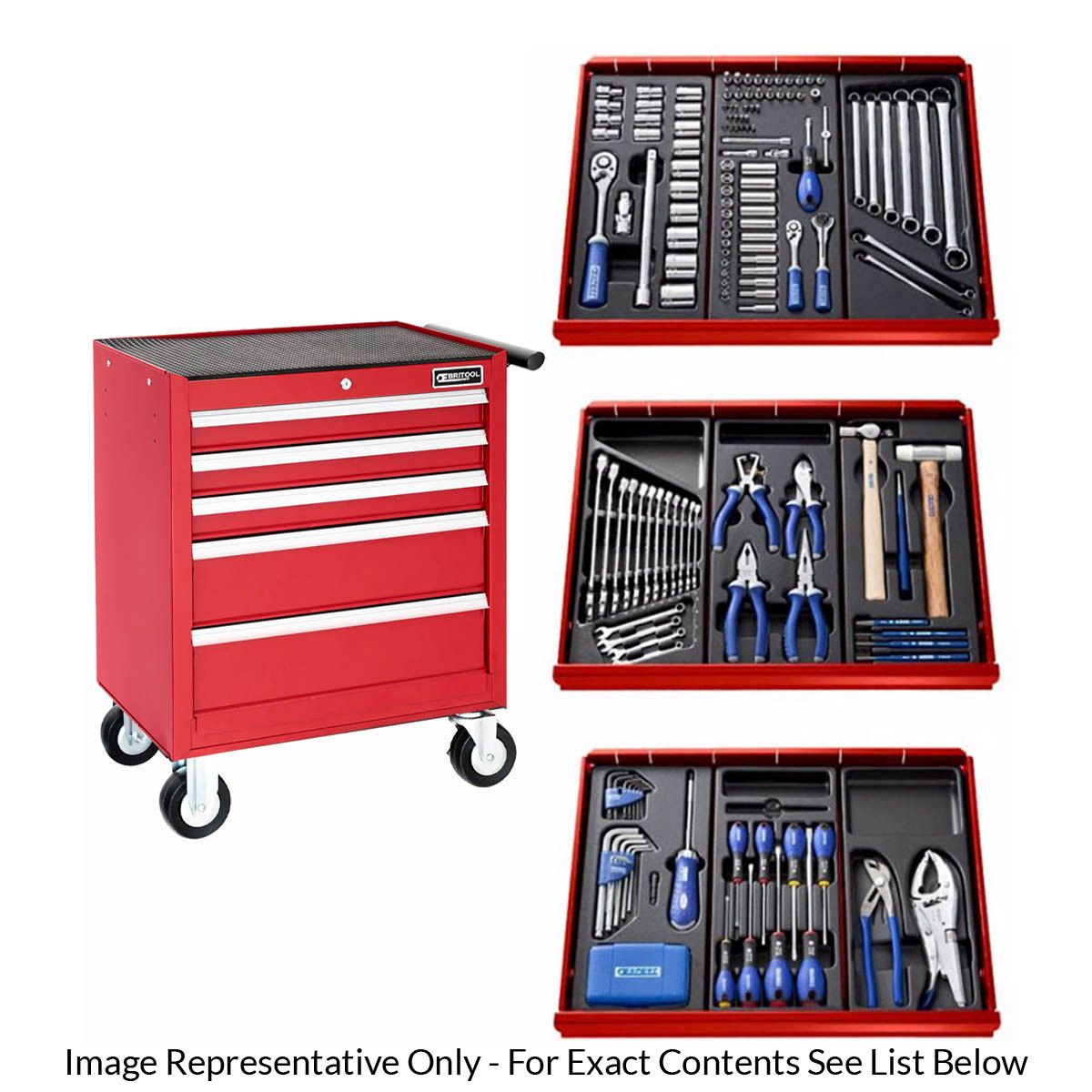 BRITOOL EXPERT E220321B - 207pc General Metric Tool Kit + 5 Drawer ...